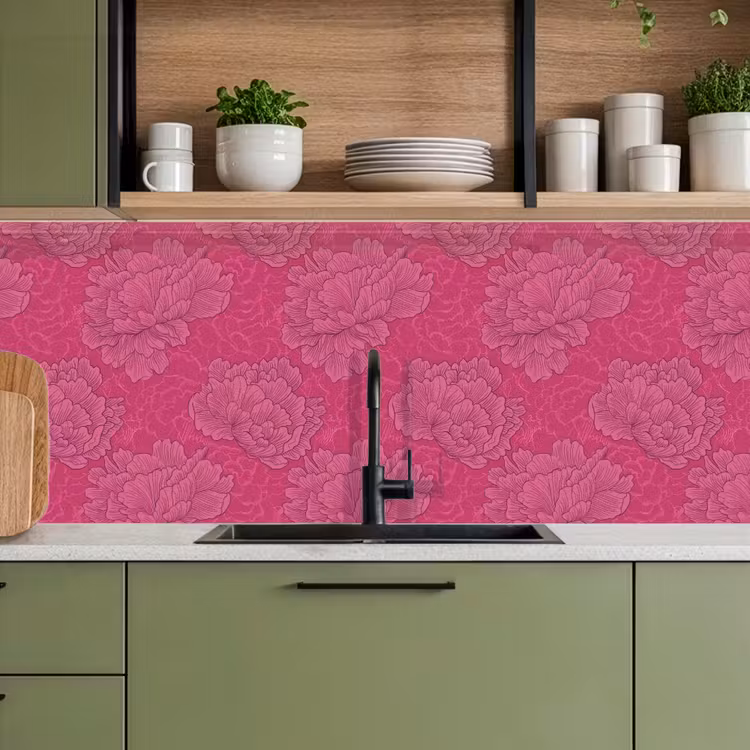 Keuken achterwand - Pioenrozen - Energiek - Roze — 8