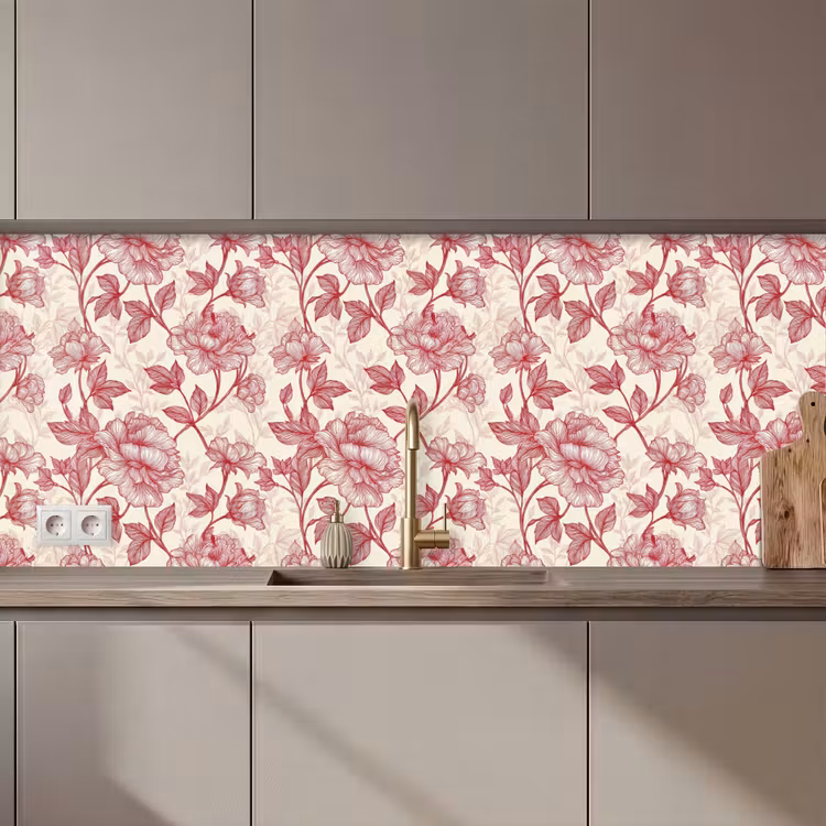 Keuken achterwand - Pioenrozen - Modern -  Rood — 1