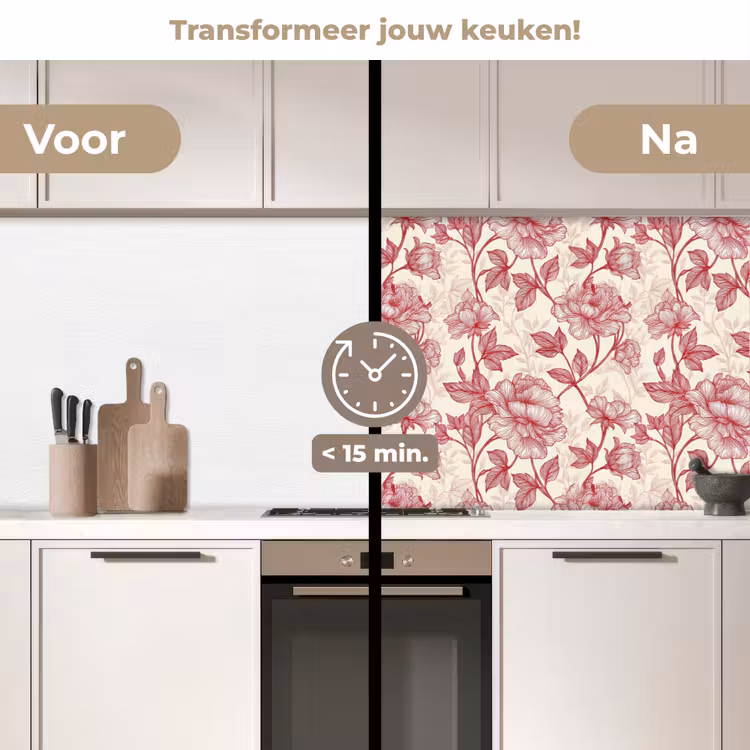 Keuken achterwand - Pioenrozen - Modern -  Rood — 3