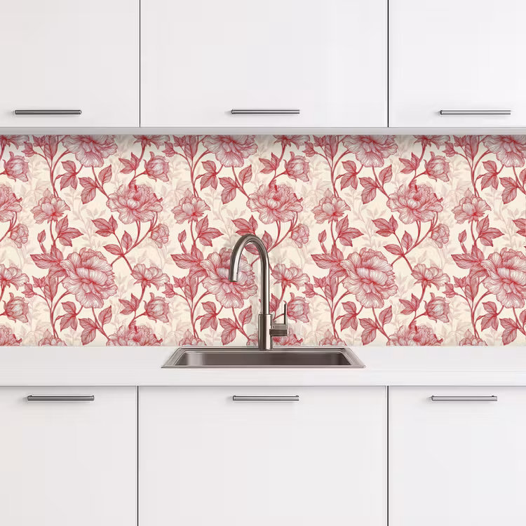 Keuken achterwand - Pioenrozen - Modern -  Rood — 4
