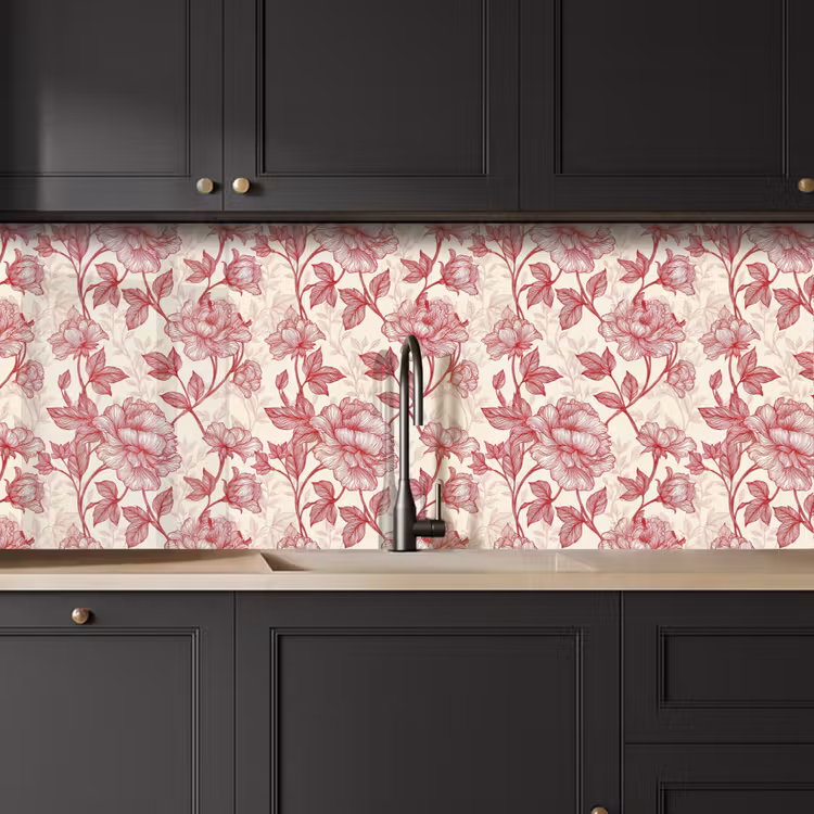 Keuken achterwand - Pioenrozen - Modern -  Rood — 6