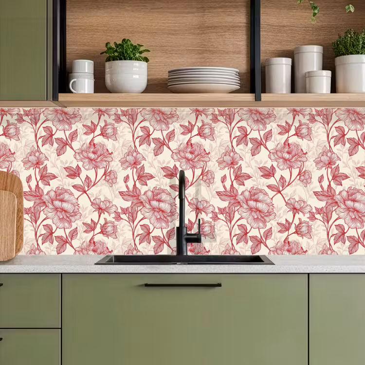 Keuken achterwand - Pioenrozen - Modern -  Rood — 8