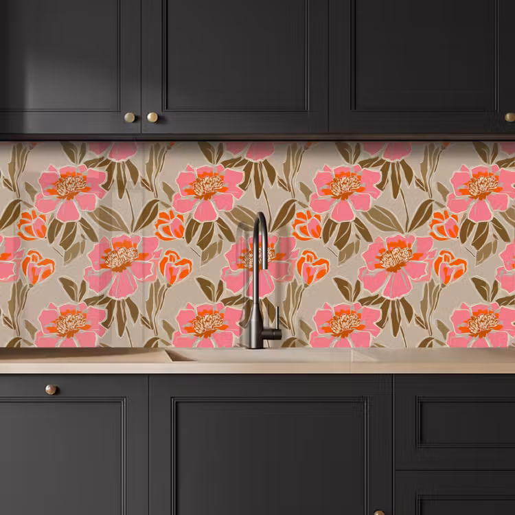 Keuken achterwand - Pioenrozen - Patroon - Roze — 6