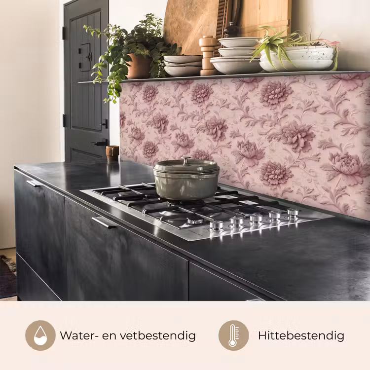 Keuken achterwand - Reliëf - Pioenrozen - Roze — 5