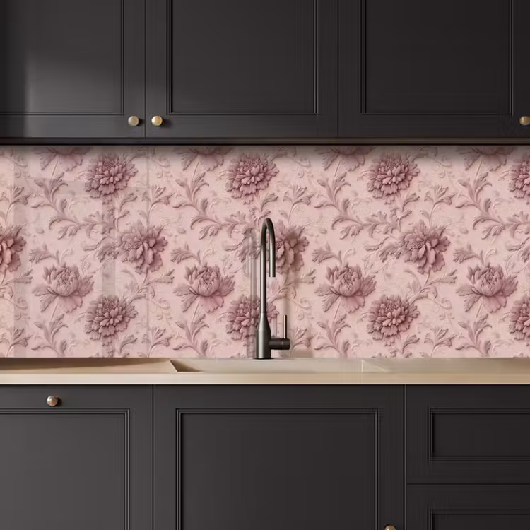 Keuken achterwand - Reliëf - Pioenrozen - Roze — 6