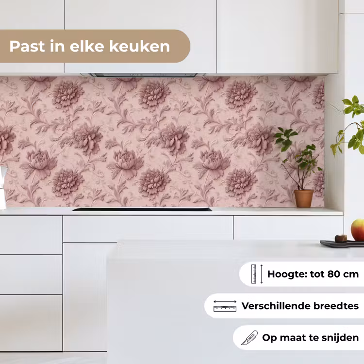 Keuken achterwand - Reliëf - Pioenrozen - Roze — 7