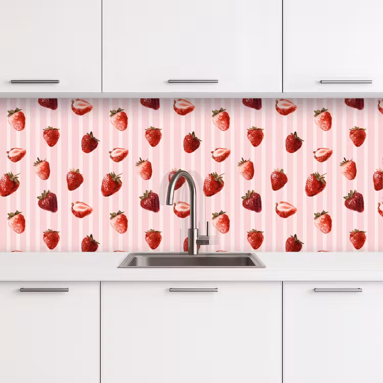 Keuken achterwand - Strepen - Aardbei - Roze — 4