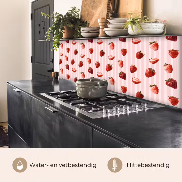 Keuken achterwand - Strepen - Aardbei - Roze — 5
