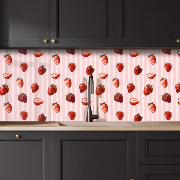 Keuken achterwand - Strepen - Aardbei - Roze — 6