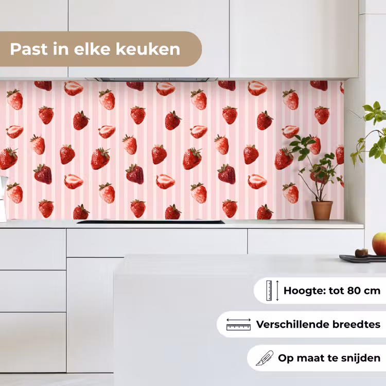 Keuken achterwand - Strepen - Aardbei - Roze — 7
