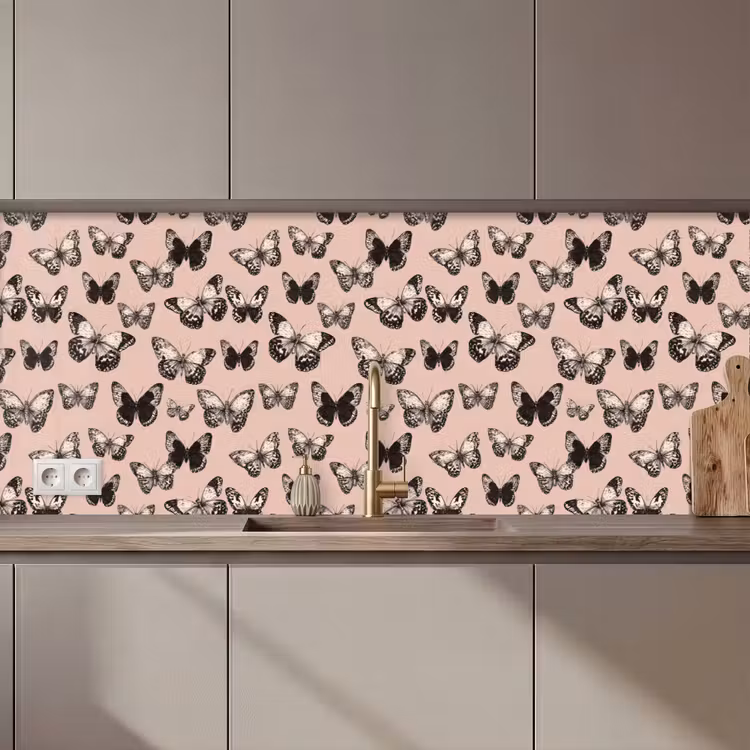 Keuken achterwand - Tijdloos - Vlinders - Perzik — 1