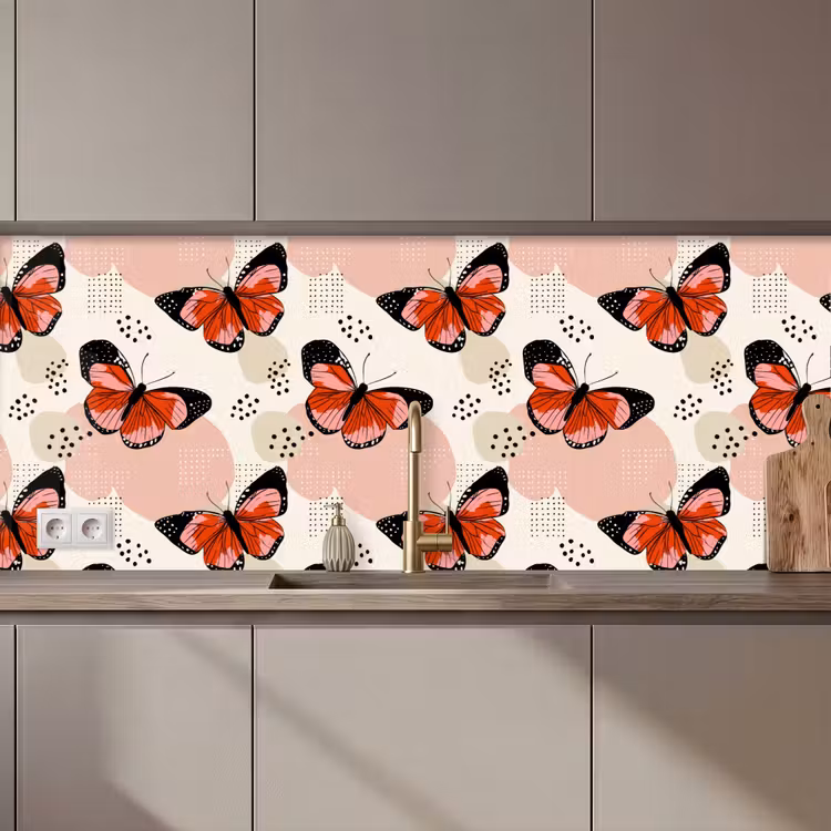 Keuken achterwand - Vlinders - Retro - Kleurrijk — 1
