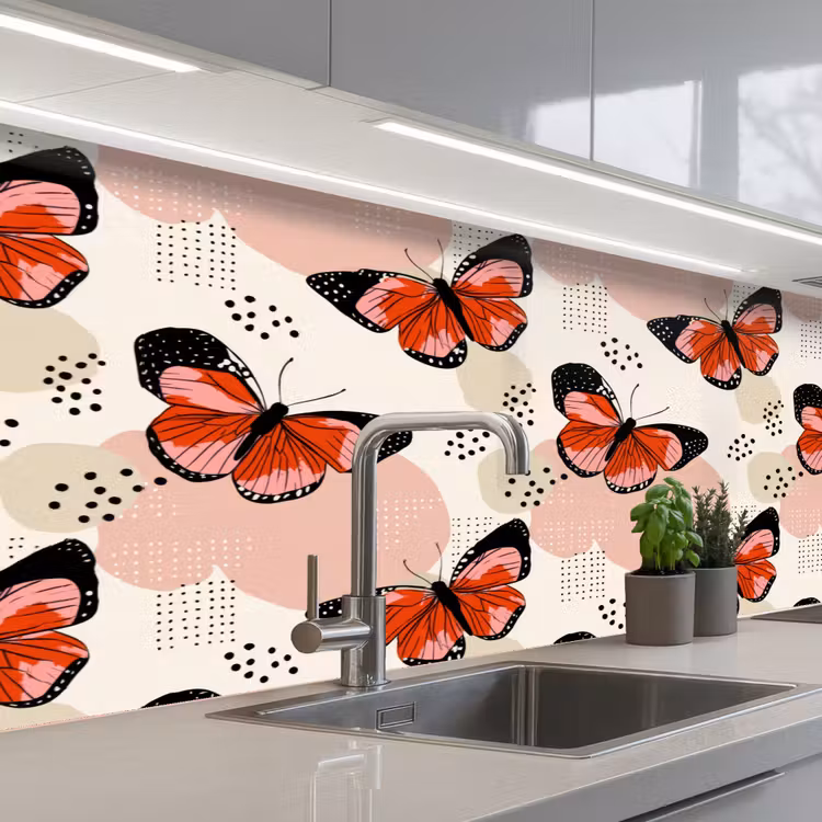 Keuken achterwand - Vlinders - Retro - Kleurrijk — 2