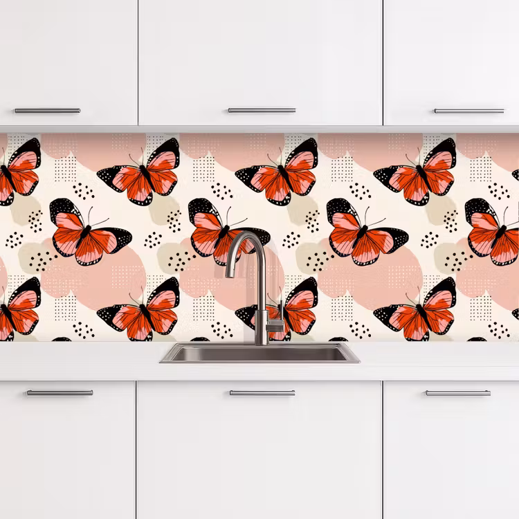 Keuken achterwand - Vlinders - Retro - Kleurrijk — 4