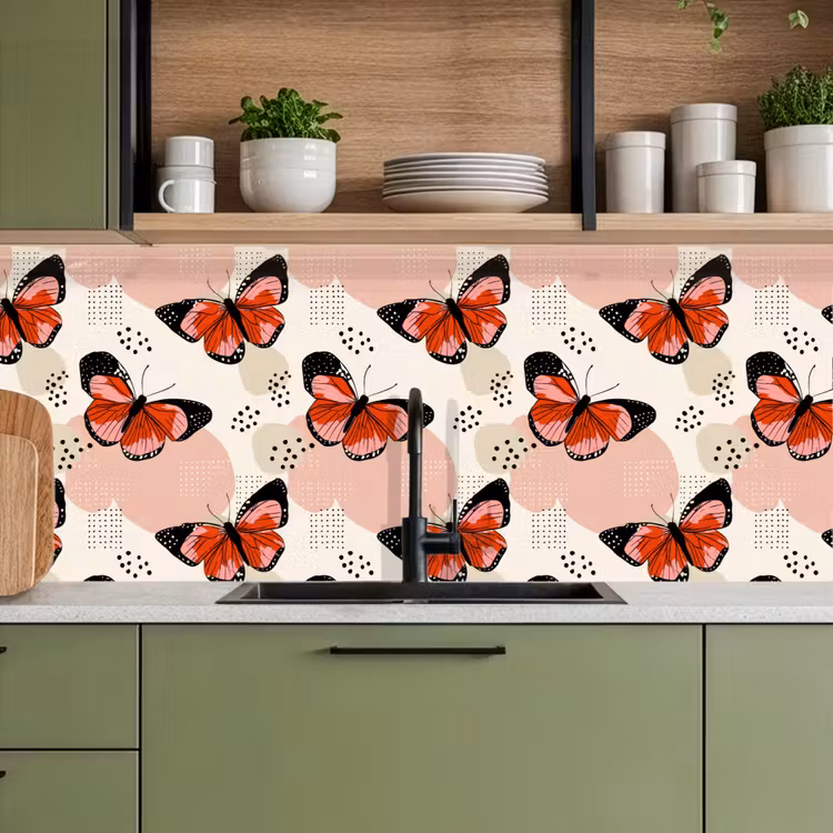 Keuken achterwand - Vlinders - Retro - Kleurrijk — 8