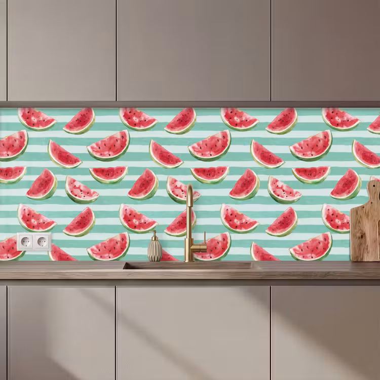 Keuken achterwand - Watermeloen - Strepen - Groen — 1