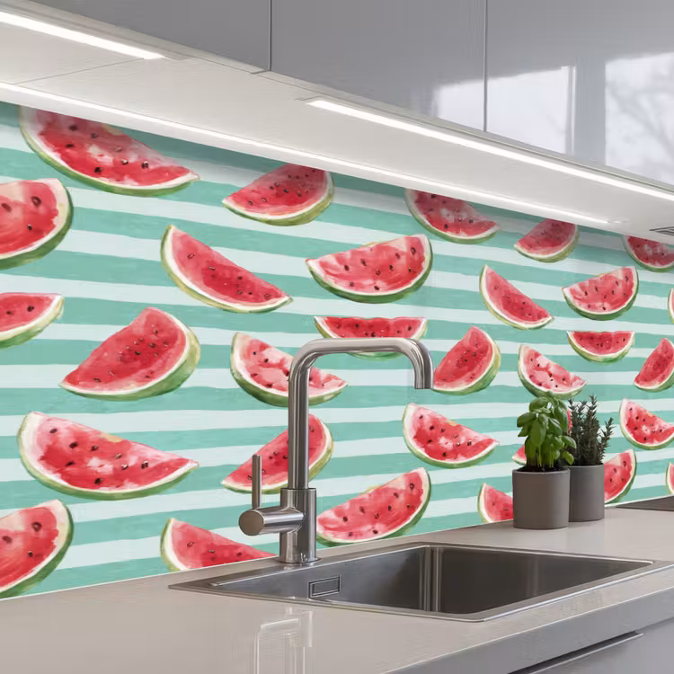 Keuken achterwand - Watermeloen - Strepen - Groen — 2