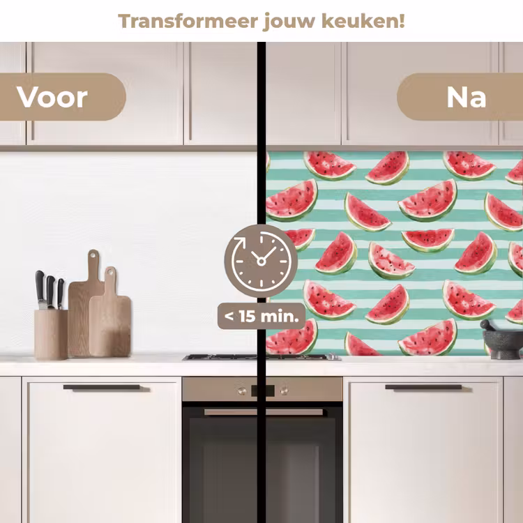 Keuken achterwand - Watermeloen - Strepen - Groen — 3