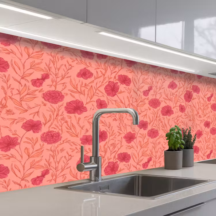 Keuken achterwand - Weidebloemen - Romantisch - Roze — 2