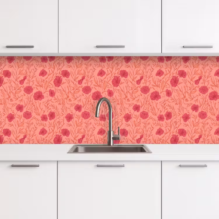 Keuken achterwand - Weidebloemen - Romantisch - Roze — 4