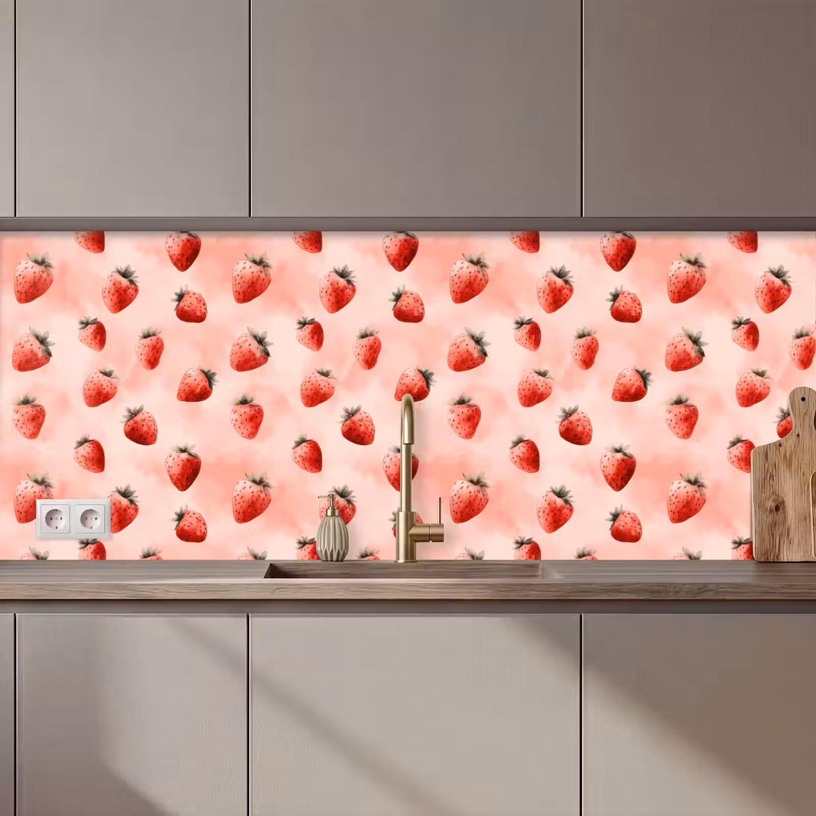 Keuken achterwand - Aardbei - Patroon - Roze — 1