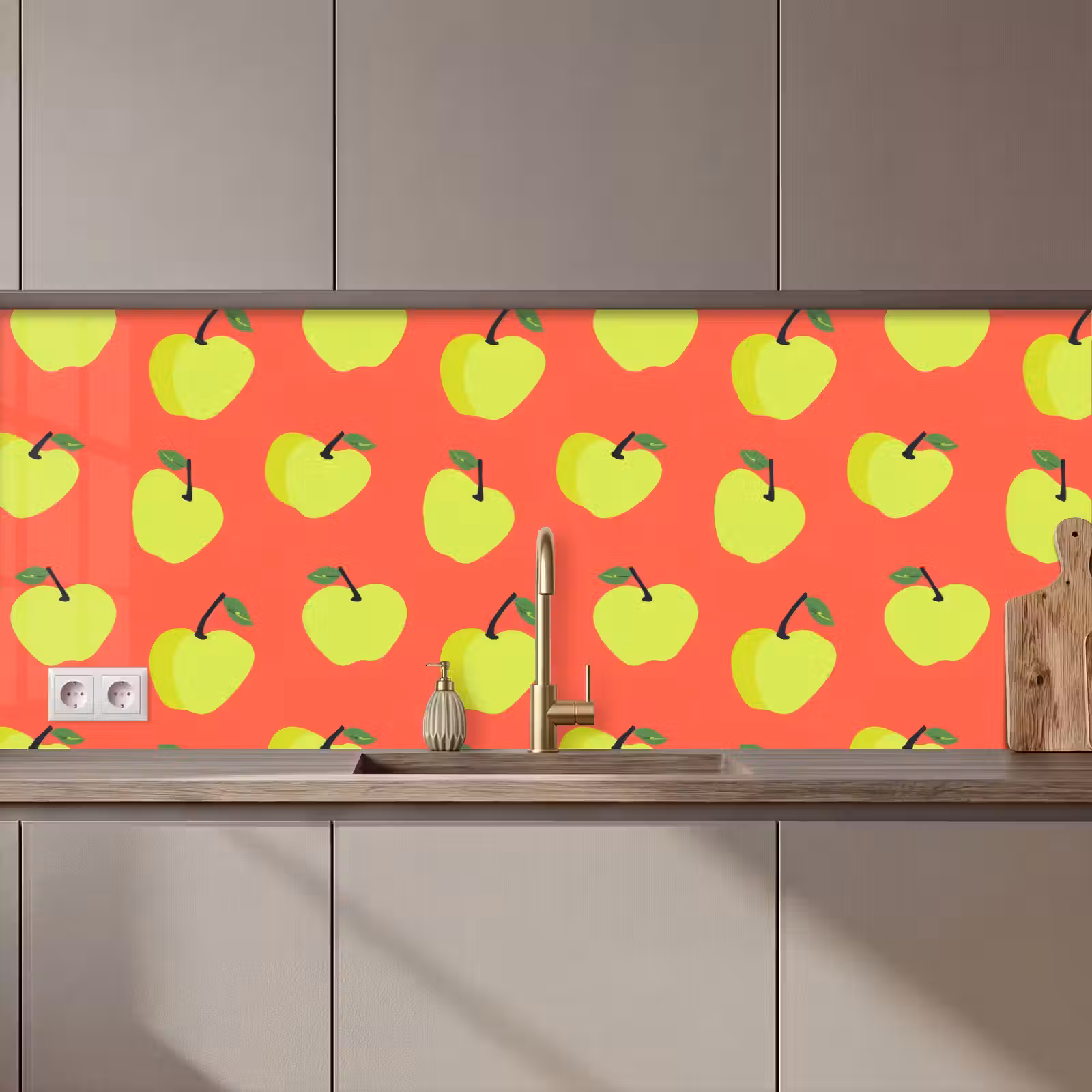Keuken achterwand - Appels - Modern - Groen — 1