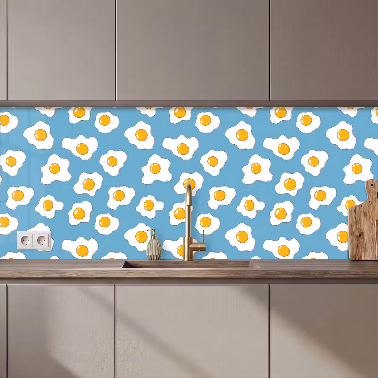 Keuken achterwand - Eieren - Dooiers - Blauw — 1