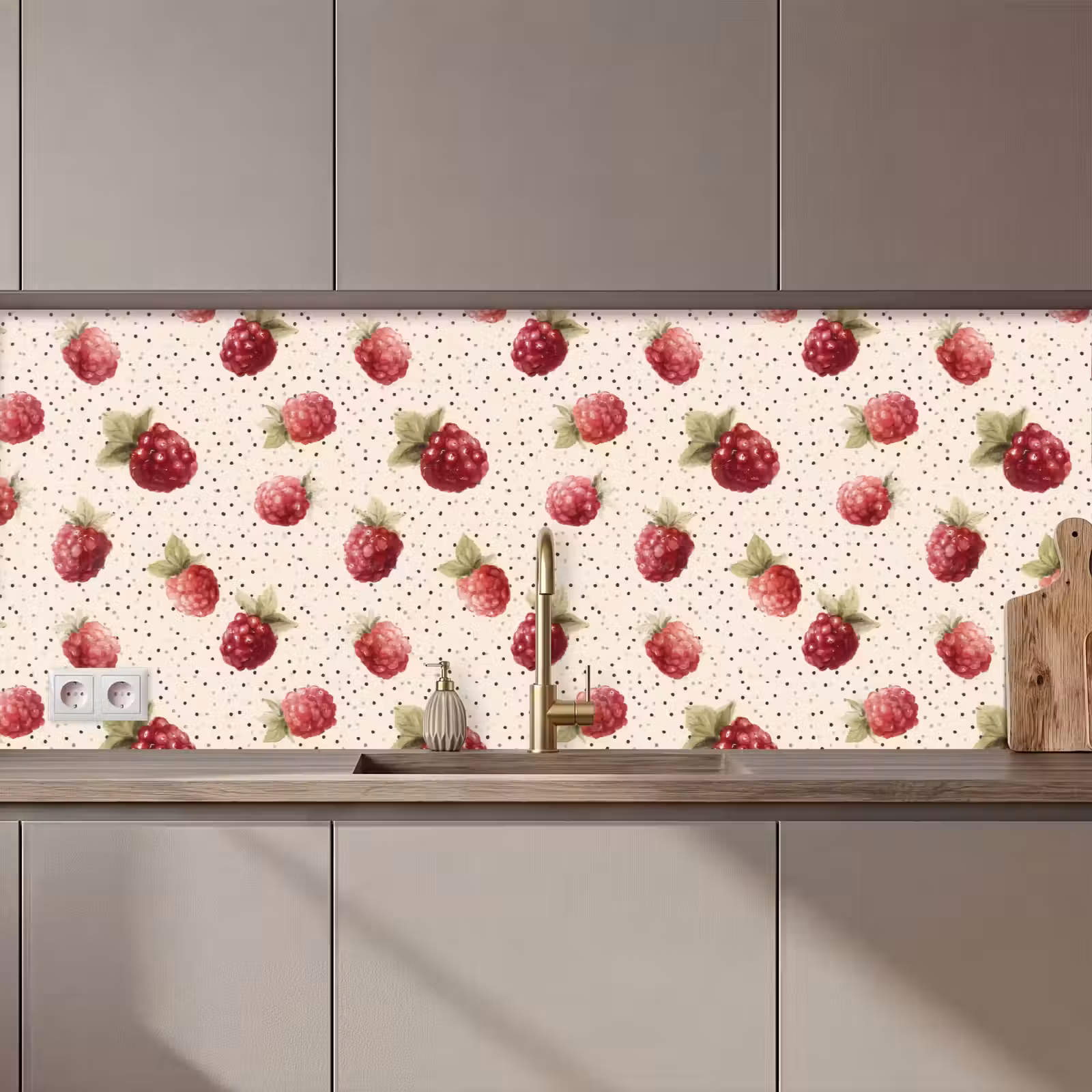 Keuken achterwand - Framboos - Stippen - Rood — 1