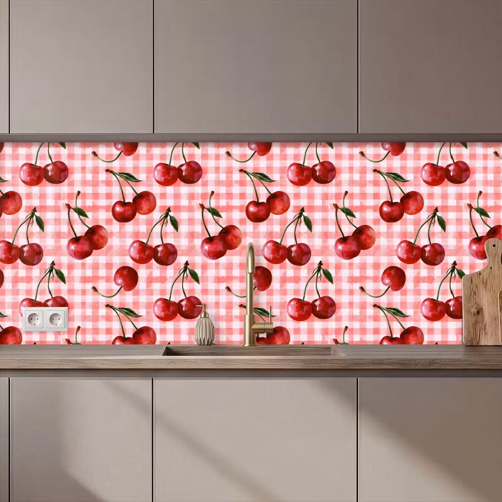 Keuken achterwand - Kersen - Blokken - Rood — 1