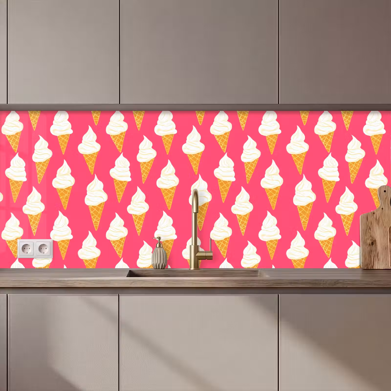 Keuken achterwand - Softijs - Horentje - Roze — 1