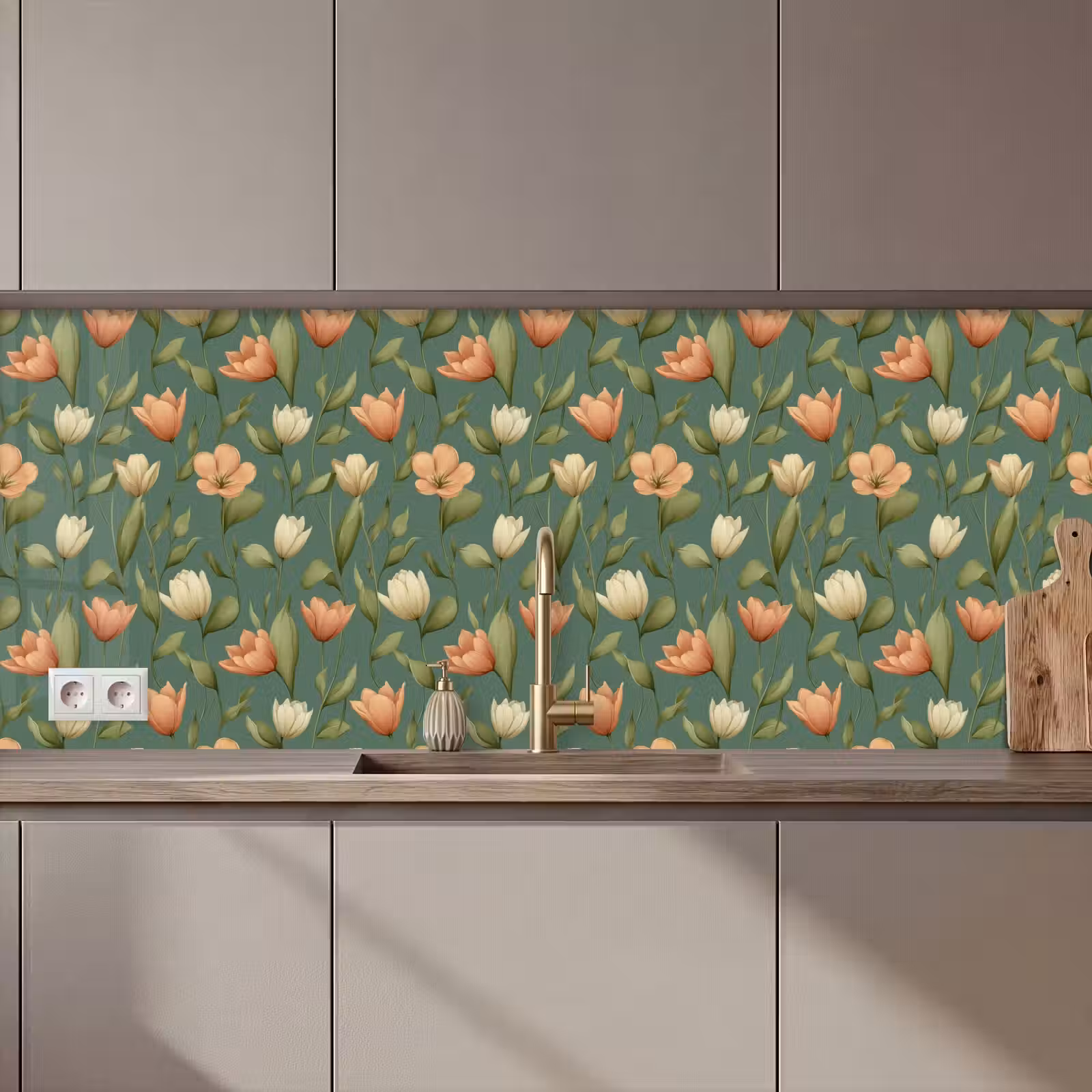 Keuken achterwand - Tulpen - Botanisch - Groen — 1