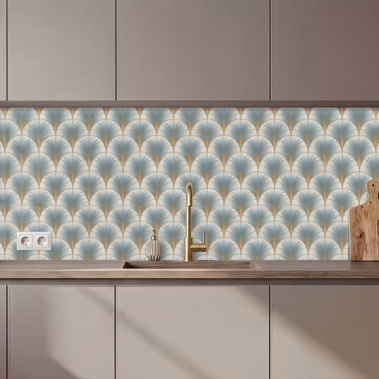 Keuken achterwand - Waaier - Klassiek - Blauw — 1
