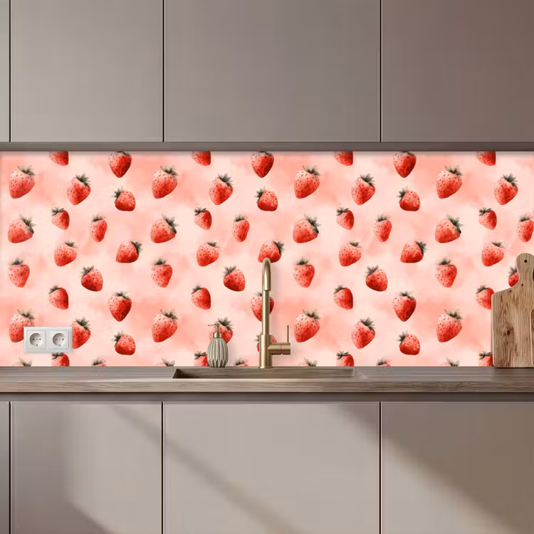 Keuken achterwand - Aardbei - Patroon - Roze — 1