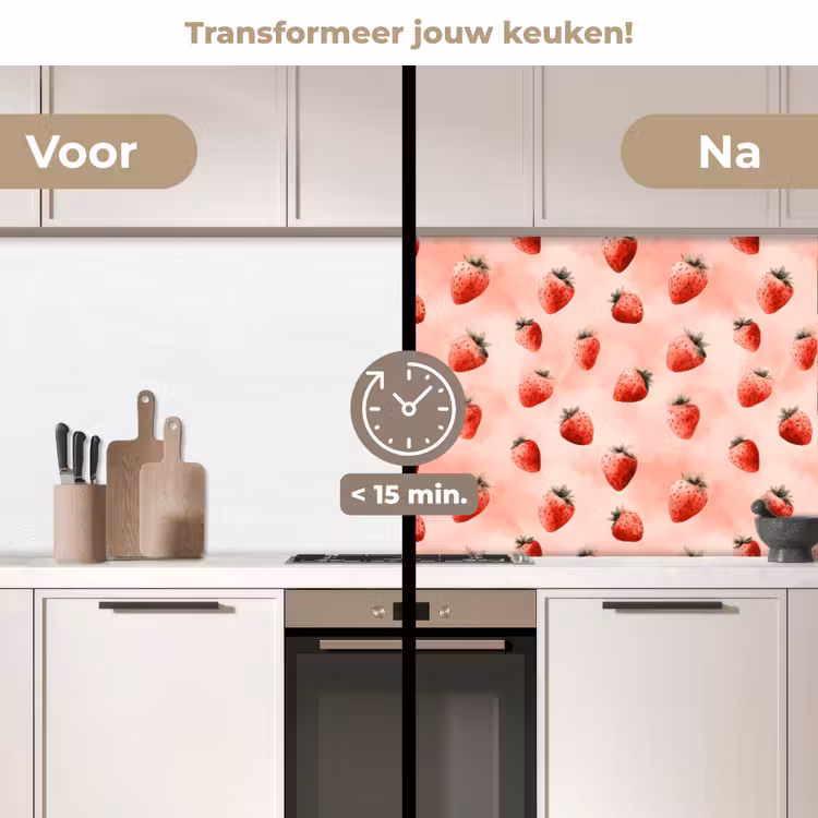 Keuken achterwand - Aardbei - Patroon - Roze — 3