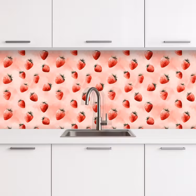 Keuken achterwand - Aardbei - Patroon - Roze — 4
