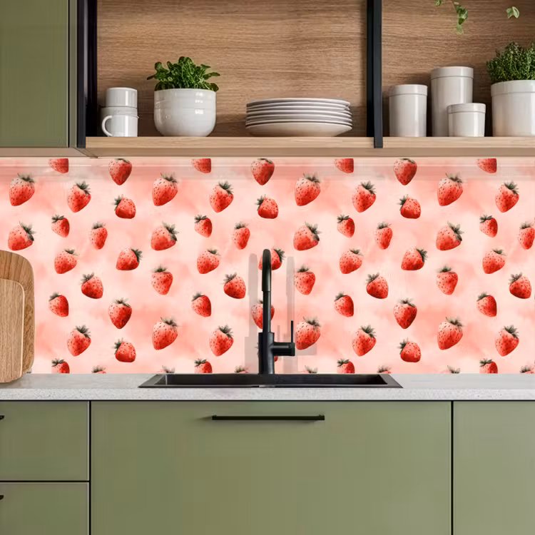 Keuken achterwand - Aardbei - Patroon - Roze — 8