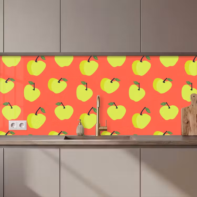 Keuken achterwand - Appels - Modern - Groen — 1