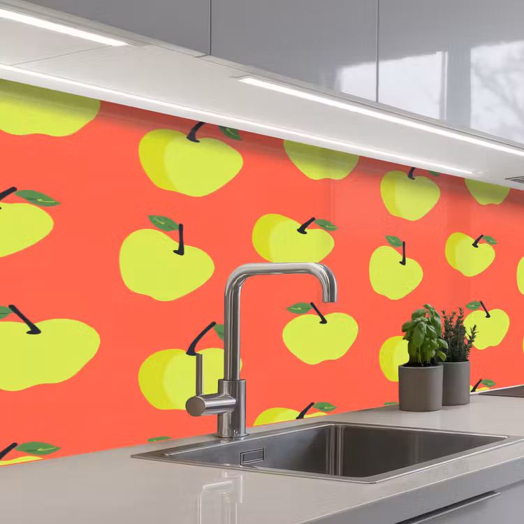 Keuken achterwand - Appels - Modern - Groen — 2