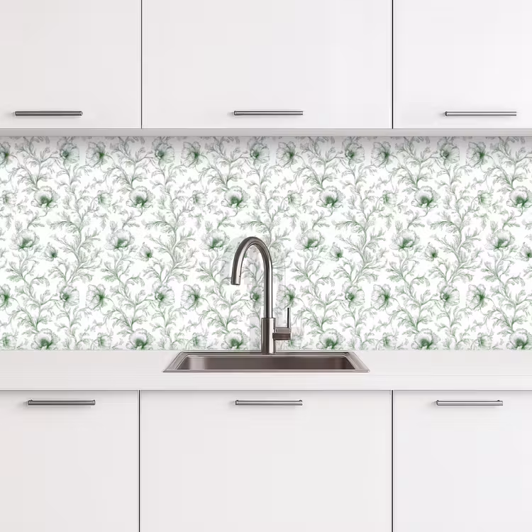 Keuken achterwand - Bloemen - Getekend - Groen — 4
