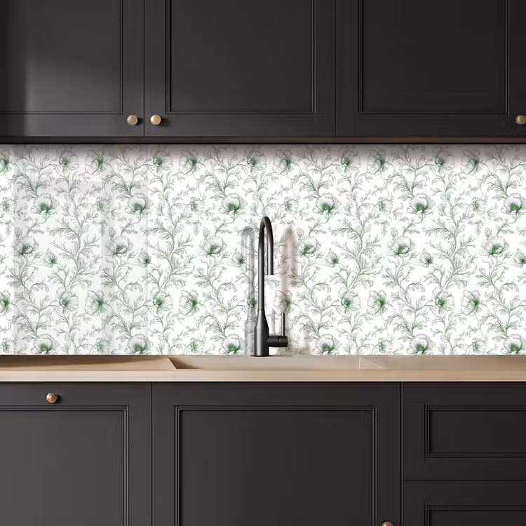 Keuken achterwand - Bloemen - Getekend - Groen — 6
