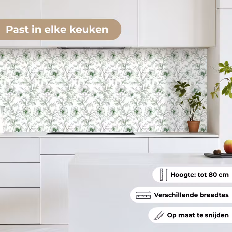 Keuken achterwand - Bloemen - Getekend - Groen — 7