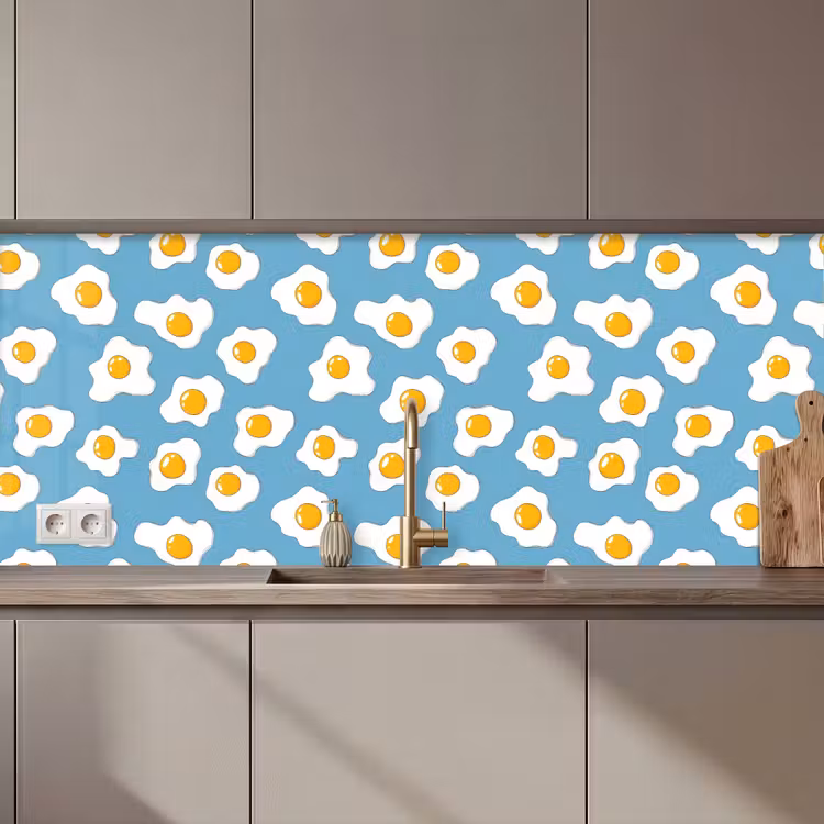 Keuken achterwand - Eieren - Dooiers - Blauw — 1
