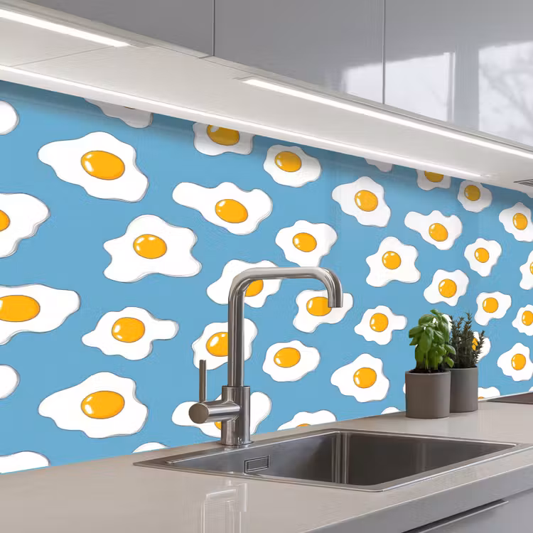Keuken achterwand - Eieren - Dooiers - Blauw — 2