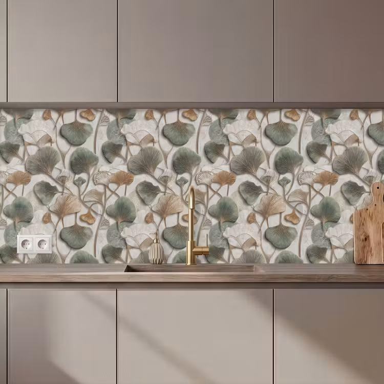 Keuken achterwand - Elegant - Bladeren - Groen — 1