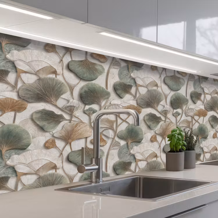 Keuken achterwand - Elegant - Bladeren - Groen — 2