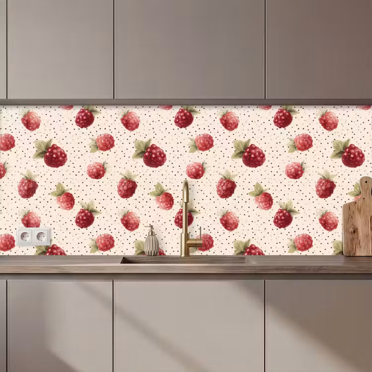 Keuken achterwand - Framboos - Stippen - Rood — 1