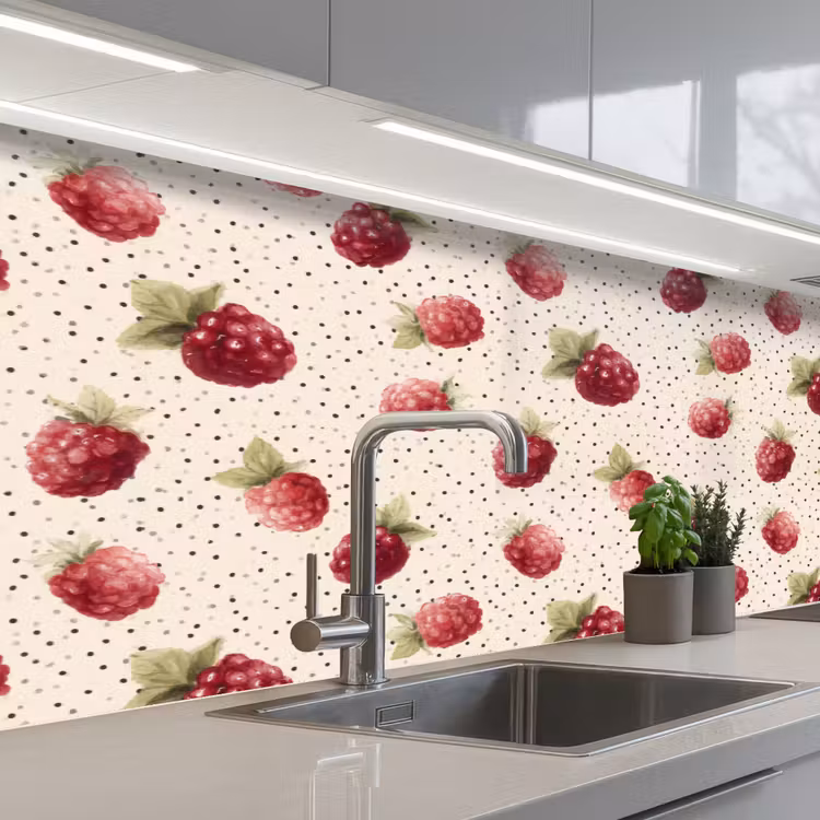 Keuken achterwand - Framboos - Stippen - Rood — 2