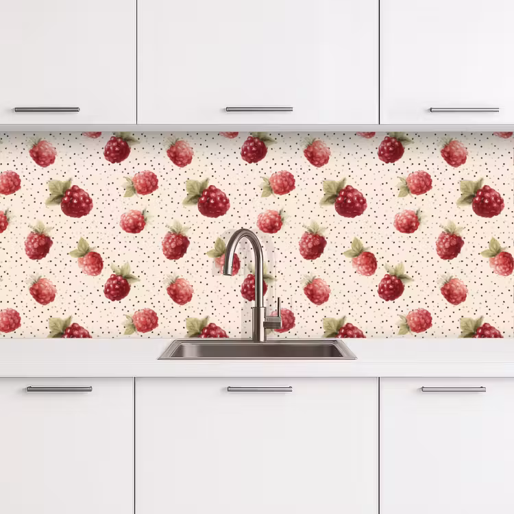 Keuken achterwand - Framboos - Stippen - Rood — 4