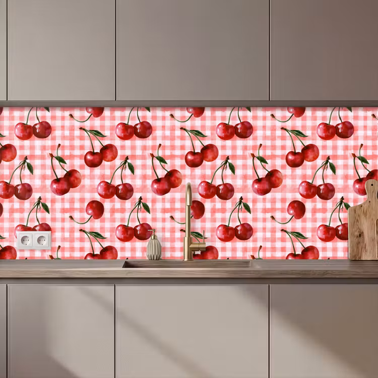 Keuken achterwand - Kersen - Blokken - Rood — 1
