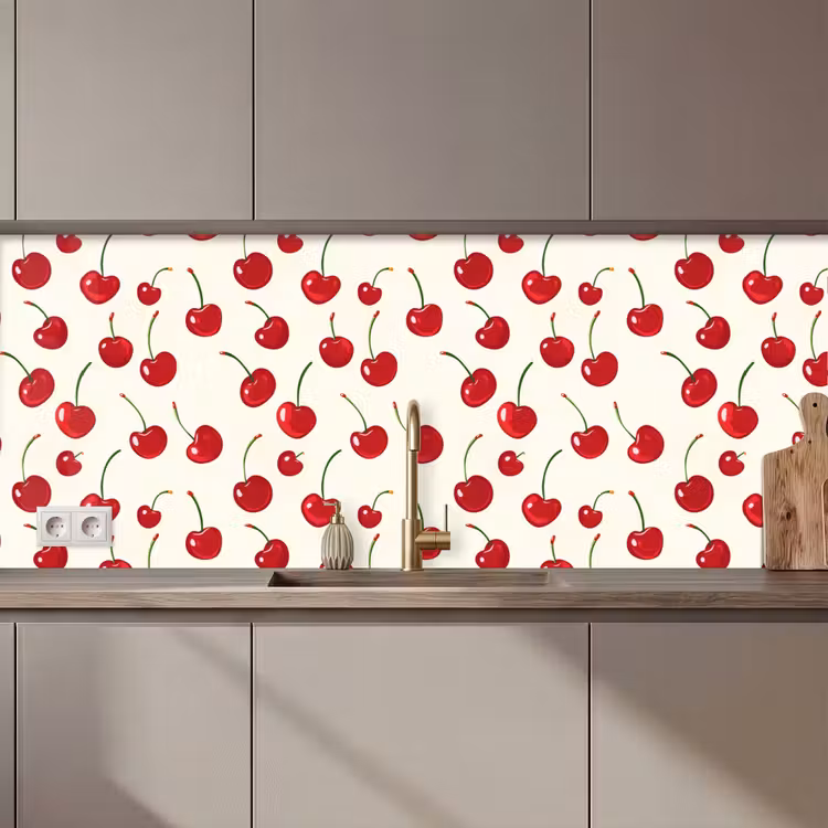 Keuken achterwand - Kersen - Minimalistisch - Rood — 1
